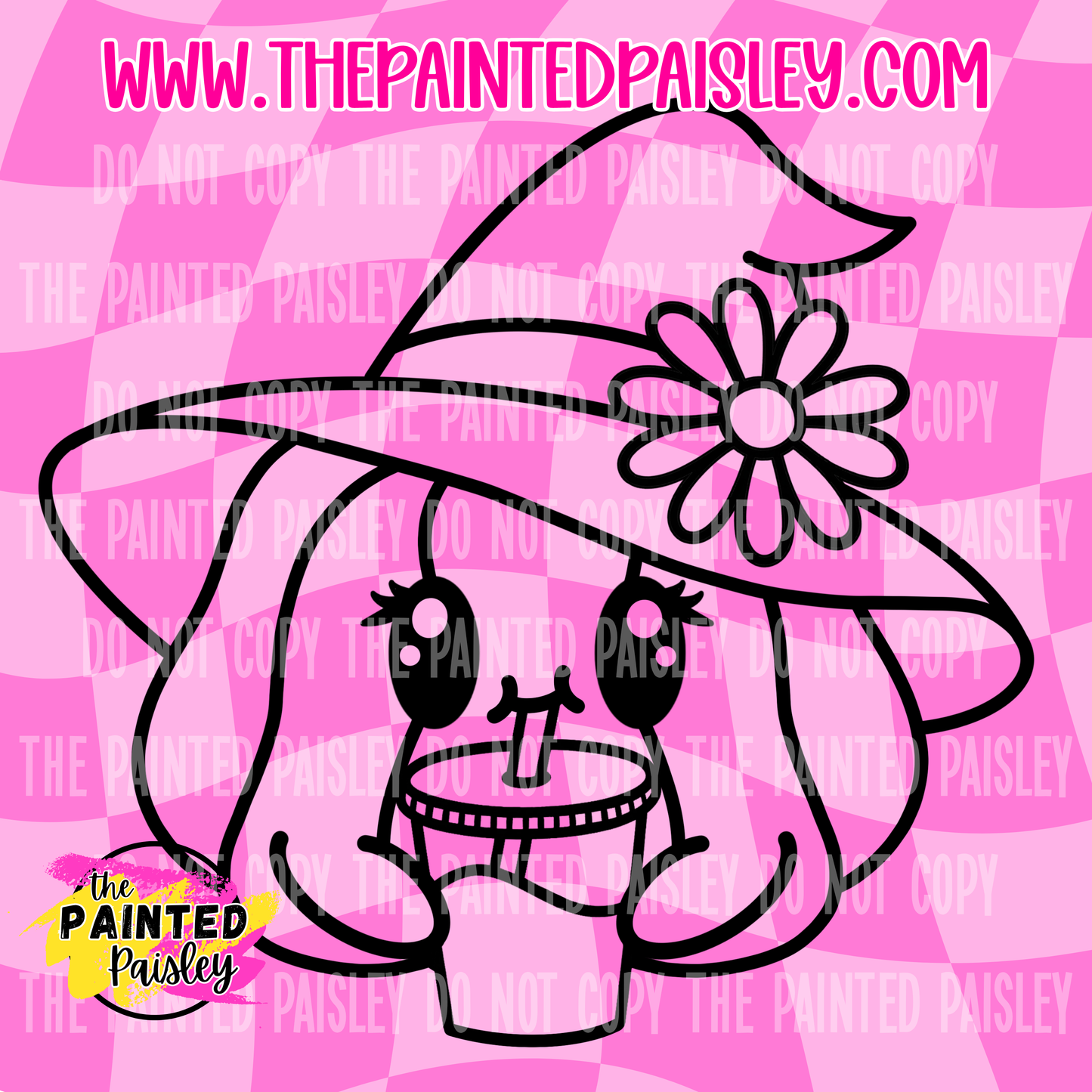 Pumpkin With Flower Hat & Drink - PNG
