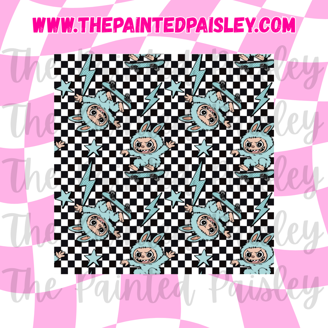 Square Cardstock - Monsters checkered