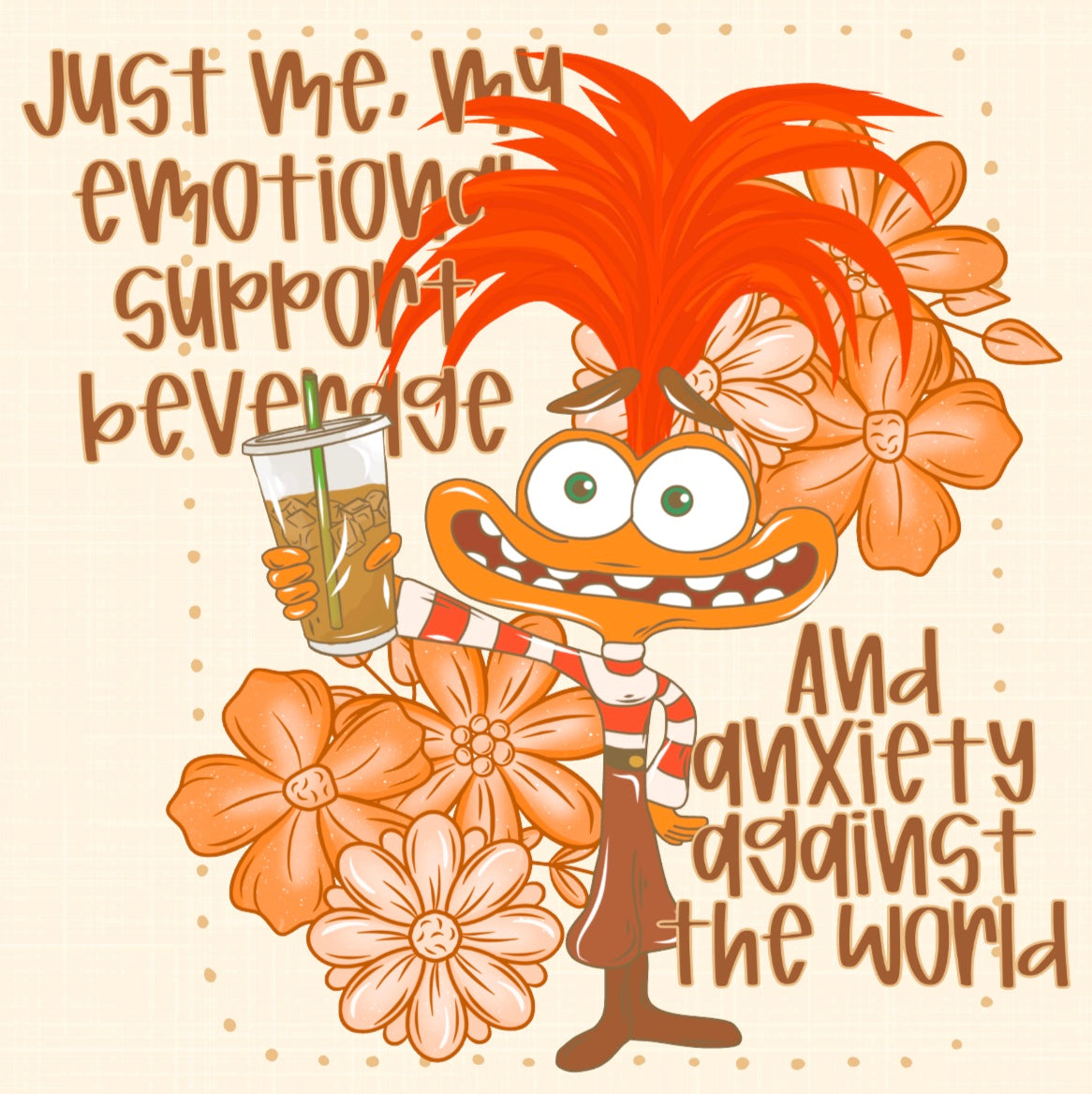 Square Cardstock - Just me, my emotional support beverage and anxiety