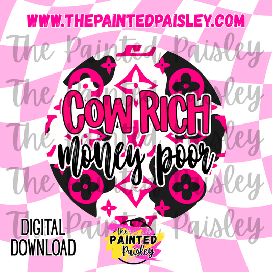Digital Cardstock - Cow Rich Money Poor