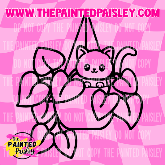 Cat In Hanging Plant - PNG