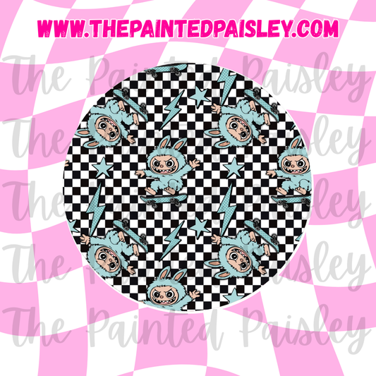 Round Cardstock - Monsters checkered