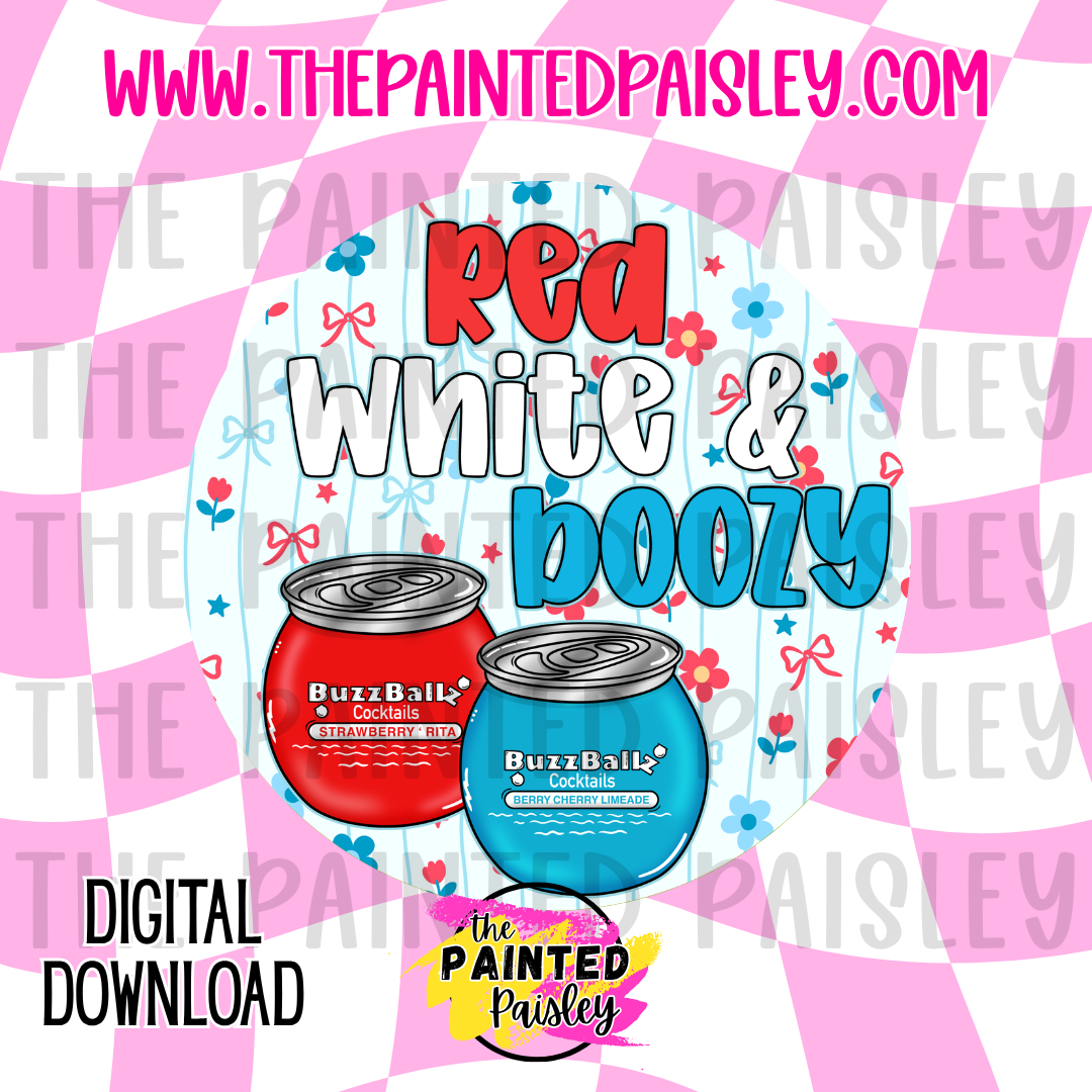 Digital Cardstock - Red White & Boozy