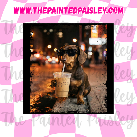 Square Cardstock - Iced Coffee Dachshund