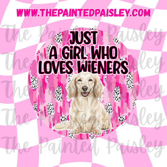 Round Cardstock - Just a girl who loves wieners 1