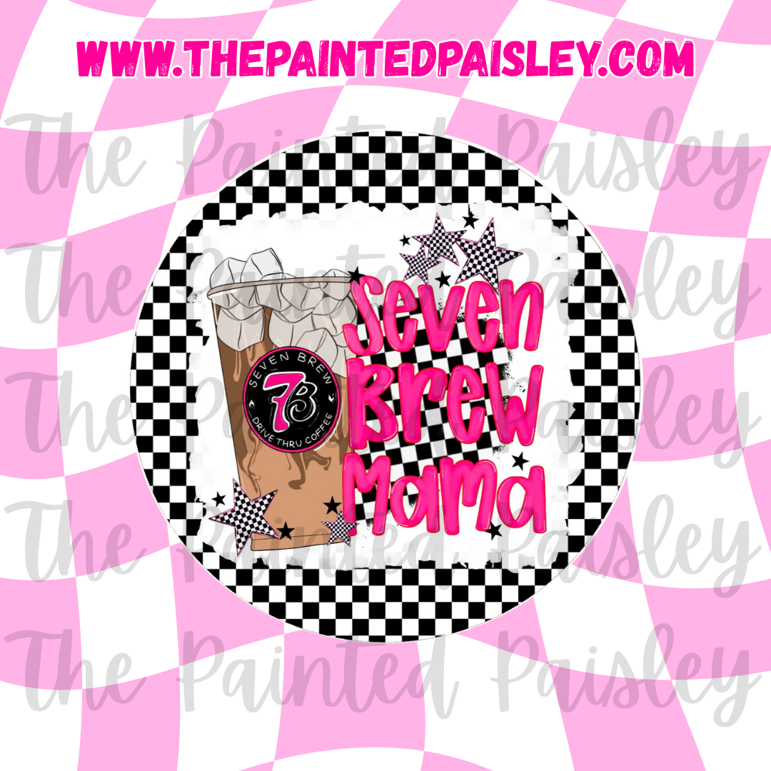 Round Cardstock - Seven Brew Mama Checkered