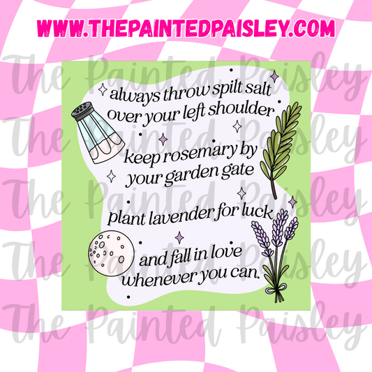 Square Cardstock - Always throw spilt salt over your left shoulder