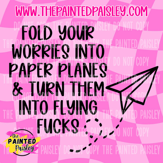 Fold Your Worries Into Paper Plane - PNG