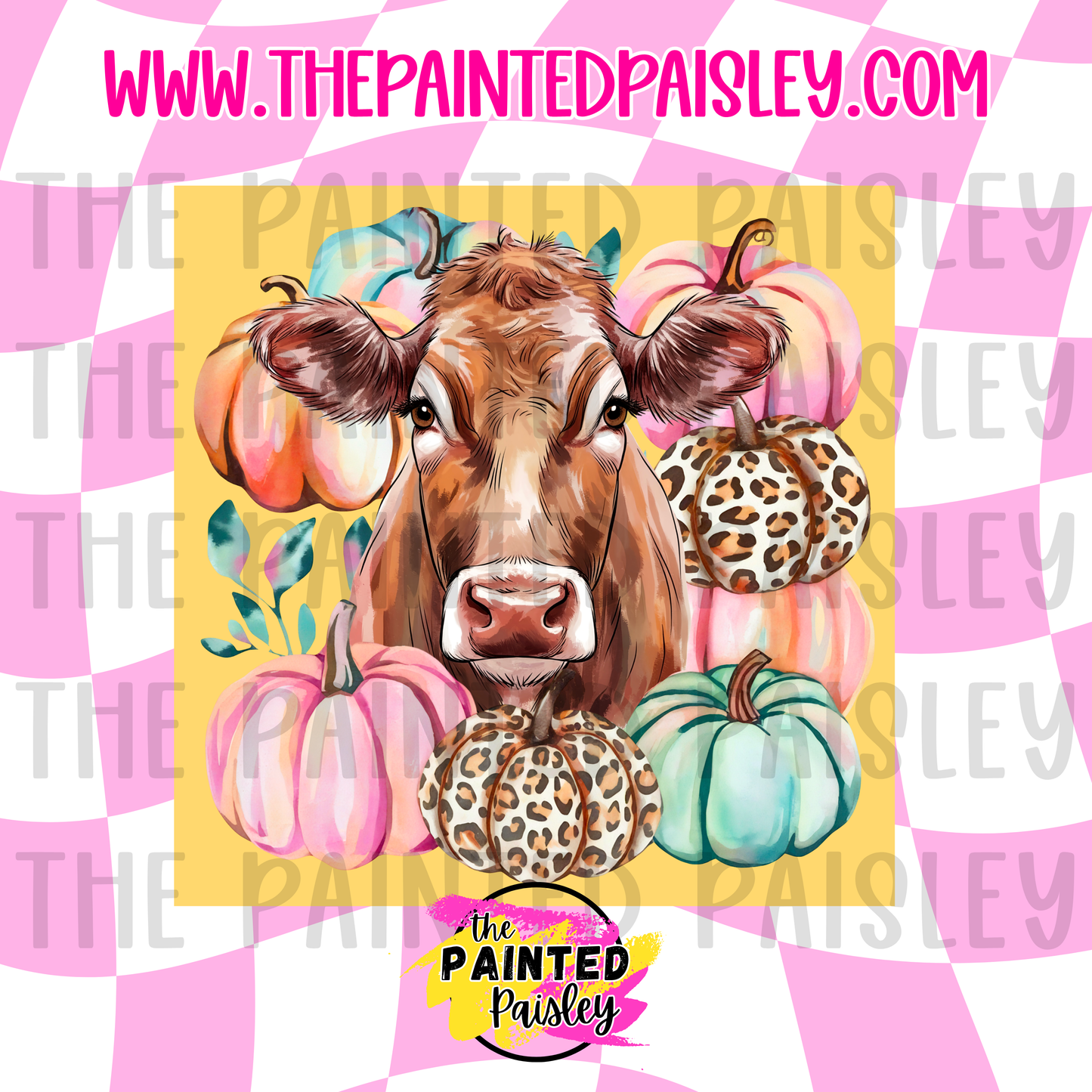 Square Cardstock - Cow With Pumpkins