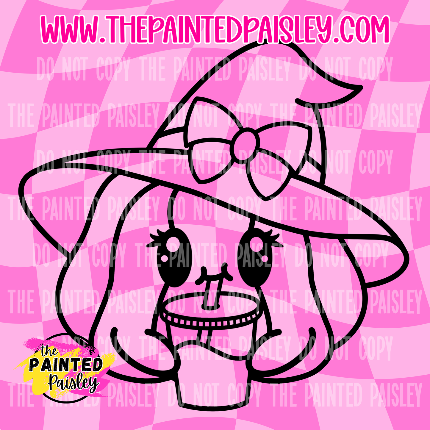 Pumpkin With Bow Hat & Drink - PNG