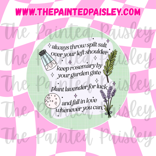 Round Cardstock - Always throw spilt salt over your left shoulder