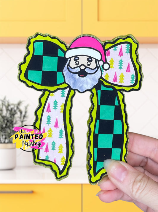 Checkered Santa Bow Cardstock Grab Bag - Raising Rimes